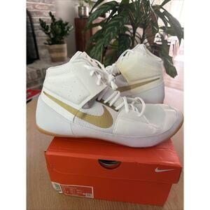 Nike Men's White and Gold High-Top Sneakers